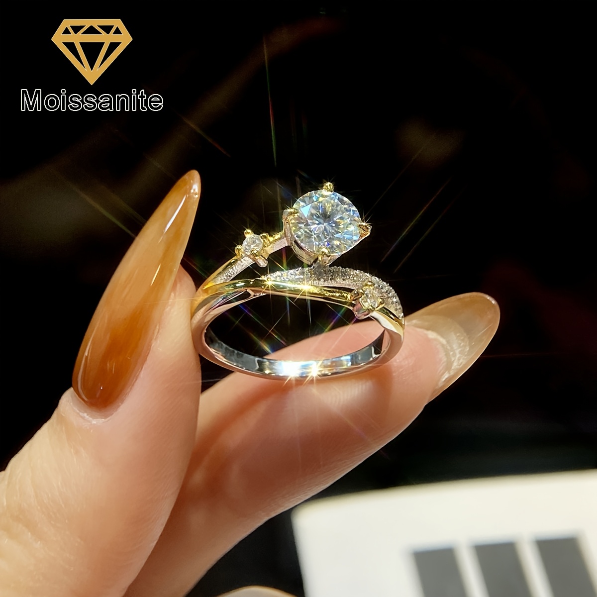 Women's 1ct Moissanite Promise Wedding Engagement Ring